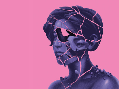 Survival editorial graphicdesign icon illustration kintsugi pink portrait purple survival suvivor woman