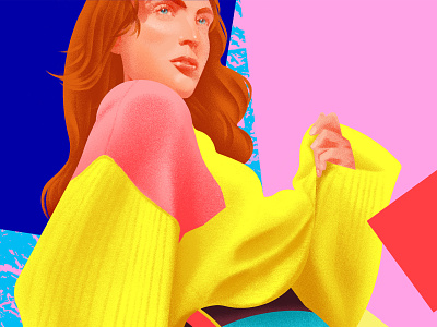 Fashionista / Three blue cobalt conceptual digital fashionista fasion graphic design illustration model pink portrait texture woman yellow