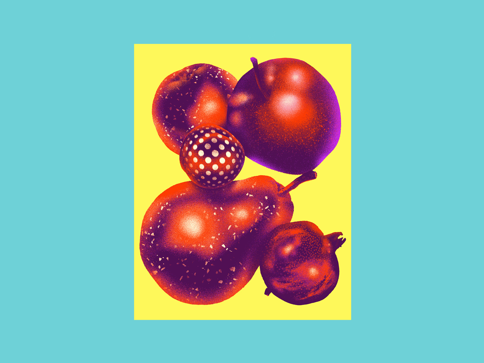 Fruitgroove 🍏🍐🍒🍓 apple badge cider colors design digital art fruit graphicdesign illustration pattern psychedelic red terrazzo texture vector vivid yellow