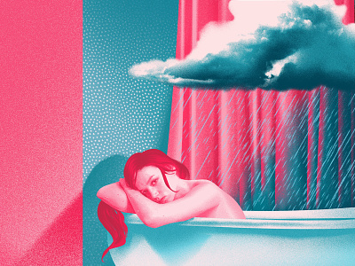 The Moody Blues💙 bath blue character illustration clouds design digital art digital painting fine art illustration linework mood moody portrait vector woman