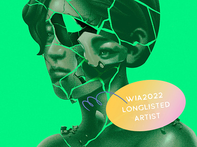 Survival - WIA2022 aoi awards broken design digital graphicdesign green illustration kintsugi linework portrait survival survive woman worldillustrationawards