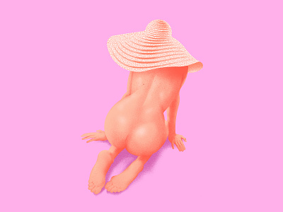 Summer Study no.2 character illustration design flamingo graphicdesign hat illustration nude portrait summer sun vector woman