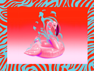 Fever Dream 🦩 80s digital art digital illustration dream dreams fire flame flamingo illustration linework pattern pink surreal texture vector
