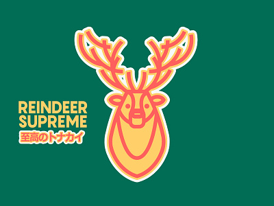 Reindeer Supreme christmas gold japan line logo red reindeer sticker work