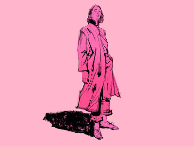 Popsicle brushpen character design fahion graphic design illustration ink inktober pink