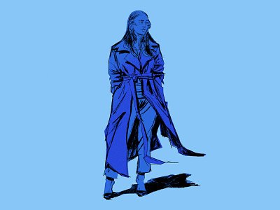 Blue October blue brushpen character design fahion graphic illustration ink inktober
