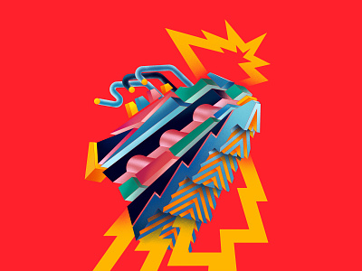 Virtua Runner 3000 3d art geometic graphic deisgn icon illustration linework poster sneaker sticker swiss