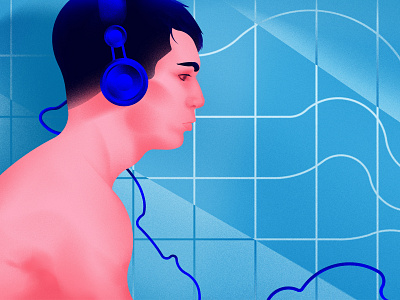 Sound of Mine blue design digital art graphicdesign headphones icon illustration music poster