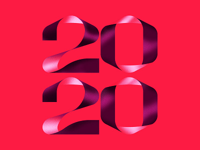 2020 Lettering 2020 badge calendar design font illustration lettering linework minimal red ribbon typeface typography vector