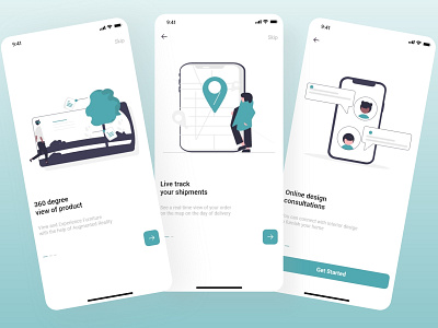 Onboarding Screen for a furniture application adobe xd app ecommerce furniture illustration ios mobile onboardings ui design