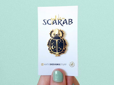 Golden Scarab Enamel Pin