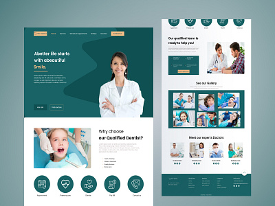 Clinic dentist landing page prototype shitching ui ux wire frame