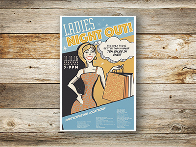 Ladies Night Out Poster design graphic illustration poster