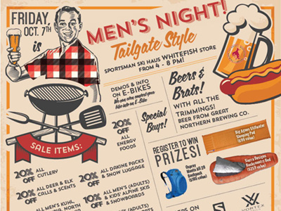 Men's Night Tailgate Party Ad advertising design vintage
