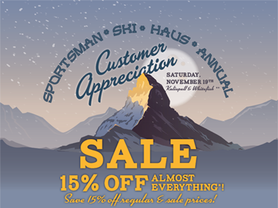 Customer Appreciation Sale advertising design landscape mountain