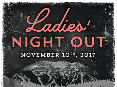 Ladies Night Out black and white event event promo pink poster design typography vintage