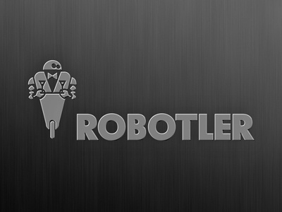 Robotler butler logo design metal robot