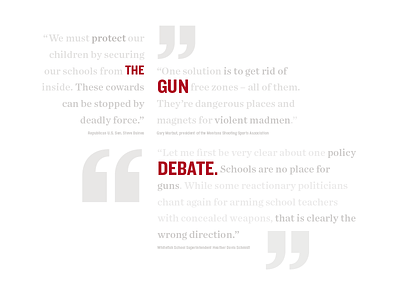 The Gun Debate cover design editorial layout gun newspaper layout quotes word cloud