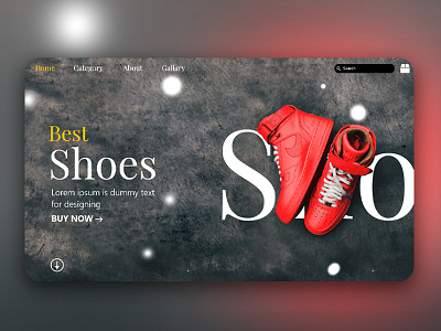 Shoe box website landing page ui