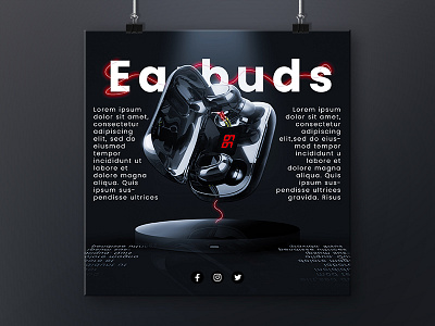 Earbuds poster banners branding creative graphic design infographic logo mockup poster