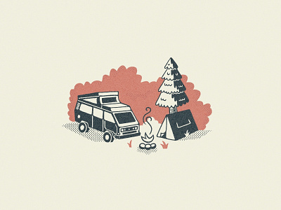 Camp vibes camping illustration keep it simple vanlife westfalia