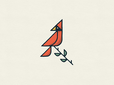 Cardinal bird doodle halftone illustration ipad minnesota procreate