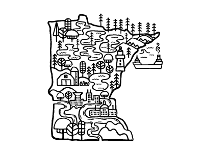 Minnesota Map drawing illustration map minnesota