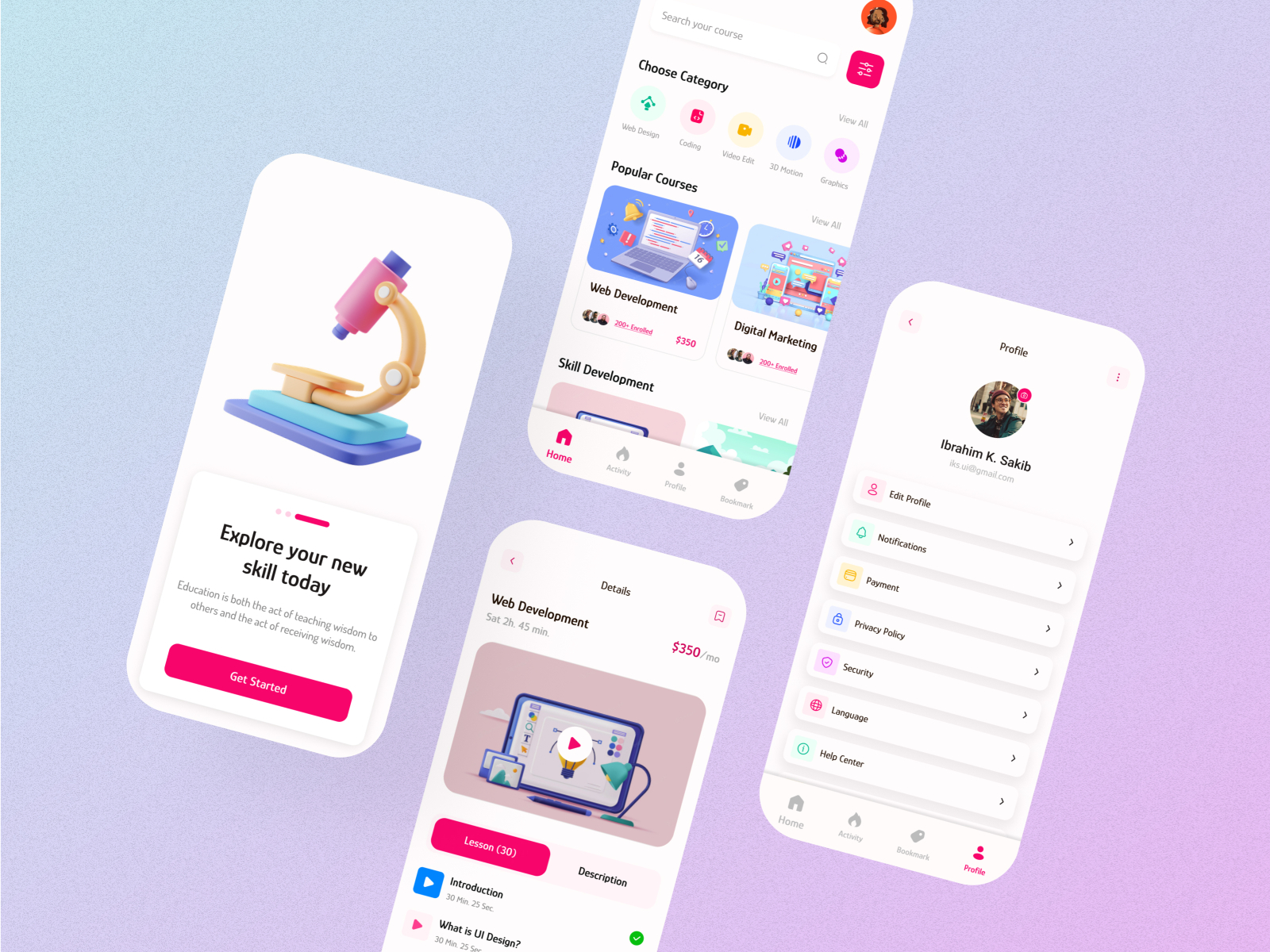 E - Learning Mobile App by Ibrahim K. Sakib on Dribbble