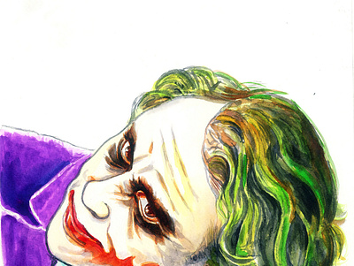 Heath ledger Joker Watercolor art/ dccomics drawing handdrawn illustration joker painting sketch watercolor