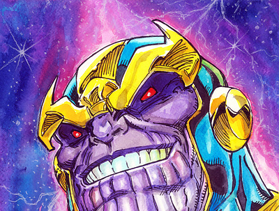 Thanos Watercolor artwork drawing illustration marvelcomics painting sketch watercolor