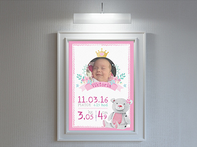 Newborn Stats announcement baby birth details birth statistics girl newborn print stats