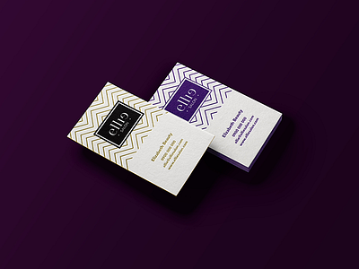 Ellie Salon business card businesscard card emboss gold idea purple salon vertical zigzag