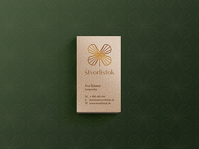 4leaf clover business card 4leafclover businesscard emboss geometricicon gold idea lucky naturalbrownpaper simple icon simplelogo