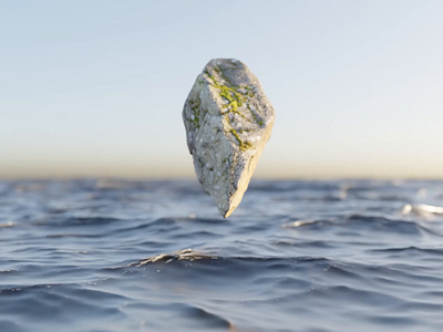 Floating Rock - 3D Animation 3d animation blender cgi landscape motion motion graphics nature ocean rock sun visual water