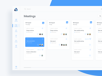 Dashboard - Meeting app clean dashboard ui ux web design
