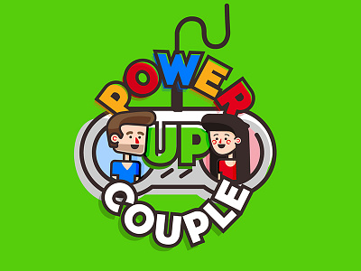Power Up Couple colorful controller couple flat illustration gaming