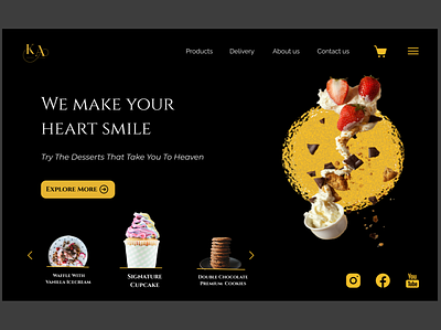 Desserts shop landing page branding design figma graphic design illustration ui ux