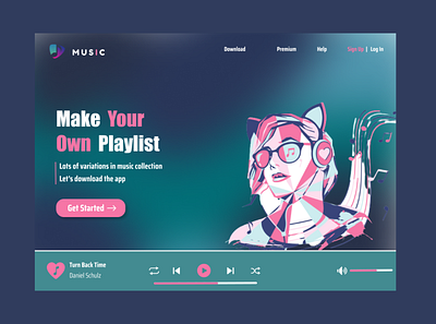 Music player website design figma graphic design illustration ui ux