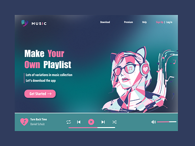 Music player website design figma graphic design illustration ui ux