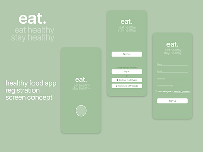 eat. /healthy food app/ Sign up screen concept