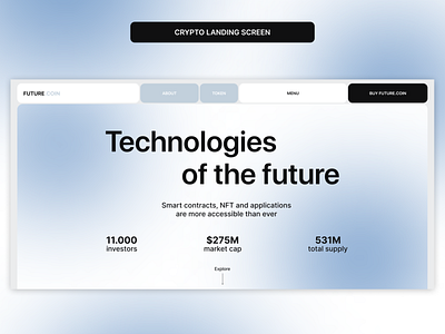 Crypto Landing 1st screen (1st var) block blur concept crypo design futuristic graphic design landing screen ui