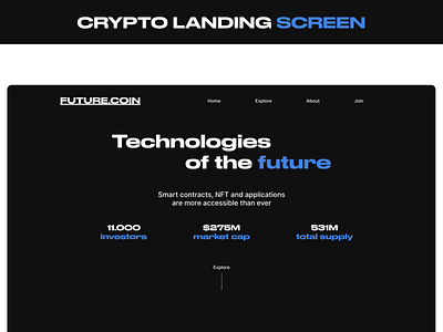 Crypto Token Landing 1st screen concept cool crypto design graphic design landing minimalism screen token ui