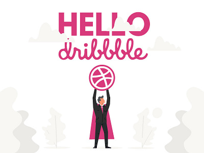 Hello Dribbble! business businessman character debut first shot hero illustration superman