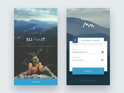 Splash and Signup Screen - Summit iOS App app form intro ios signup screen signup ui ux