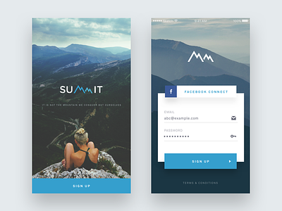 Splash and Signup Screen - Summit iOS App