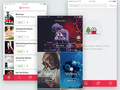Christmas Gift App - iOS books category christmas clean gift listing minimal search tab bar ui ux