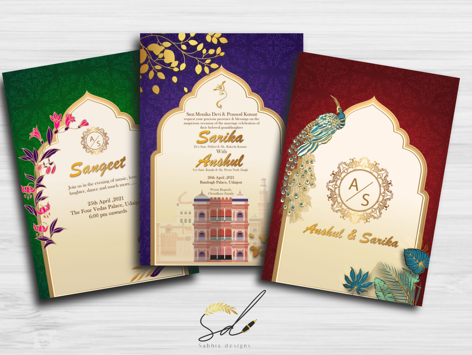 Indian themed wedding invitations by Sabhia Designs on Dribbble