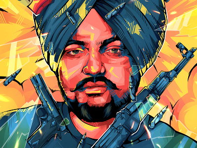 Sidhu Mossewala portrait colorful cool design graphic design illustrate illustration portrait vector