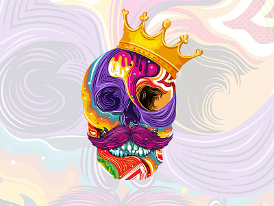 POP Skull art illustration king love mustache pop pop art skull vector