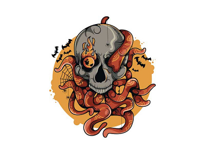 Skull dark goosebumps gost gothic illuminati illustration love octopus skull t shirt tee trendy
